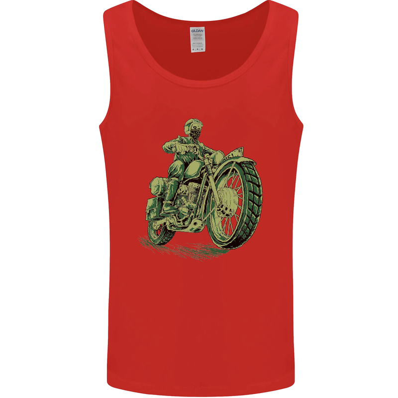 Biker Green Cafe Racer Motorbike Motorcycle Mens Vest Tank Top Red