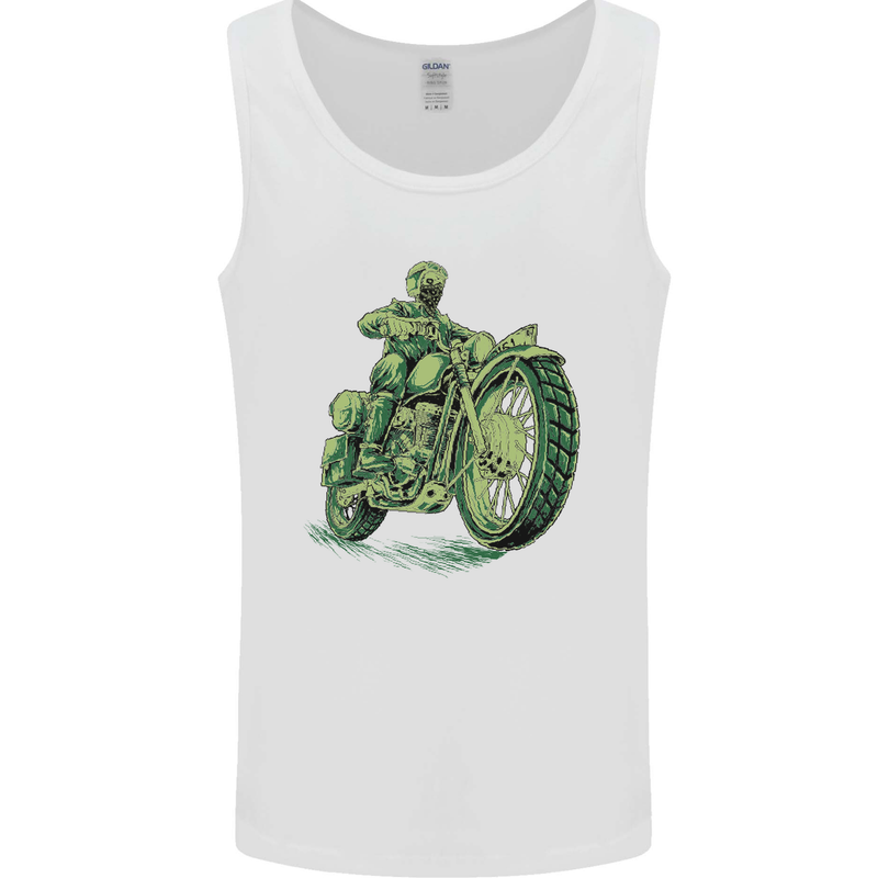Biker Green Cafe Racer Motorbike Motorcycle Mens Vest Tank Top White