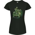 Biker Green Cafe Racer Motorbike Motorcycle Womens Petite Cut T-Shirt Black