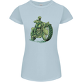Biker Green Cafe Racer Motorbike Motorcycle Womens Petite Cut T-Shirt Light Blue