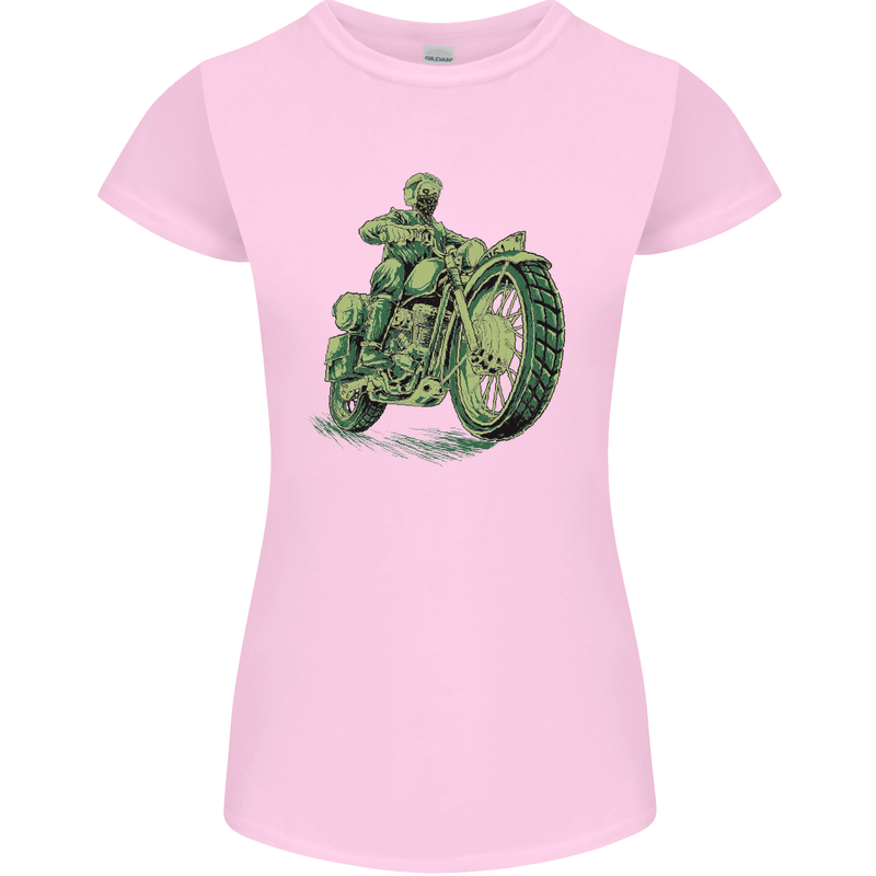 Biker Green Cafe Racer Motorbike Motorcycle Womens Petite Cut T-Shirt Light Pink