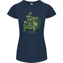 Biker Green Cafe Racer Motorbike Motorcycle Womens Petite Cut T-Shirt Navy Blue