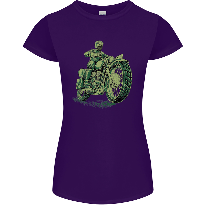 Biker Green Cafe Racer Motorbike Motorcycle Womens Petite Cut T-Shirt Purple