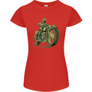 Biker Green Cafe Racer Motorbike Motorcycle Womens Petite Cut T-Shirt Red