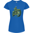 Biker Green Cafe Racer Motorbike Motorcycle Womens Petite Cut T-Shirt Royal Blue