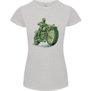 Biker Green Cafe Racer Motorbike Motorcycle Womens Petite Cut T-Shirt Sports Grey