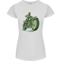 Biker Green Cafe Racer Motorbike Motorcycle Womens Petite Cut T-Shirt White