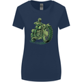 Biker Green Cafe Racer Motorbike Motorcycle Womens Wider Cut T-Shirt Navy Blue