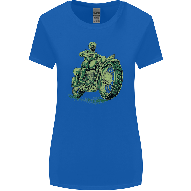 Biker Green Cafe Racer Motorbike Motorcycle Womens Wider Cut T-Shirt Royal Blue