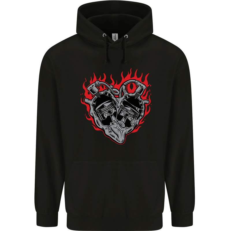 Biker Heart Motorbike Motorcycle Childrens Kids Hoodie Black