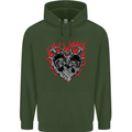 Biker Heart Motorbike Motorcycle Childrens Kids Hoodie Forest Green