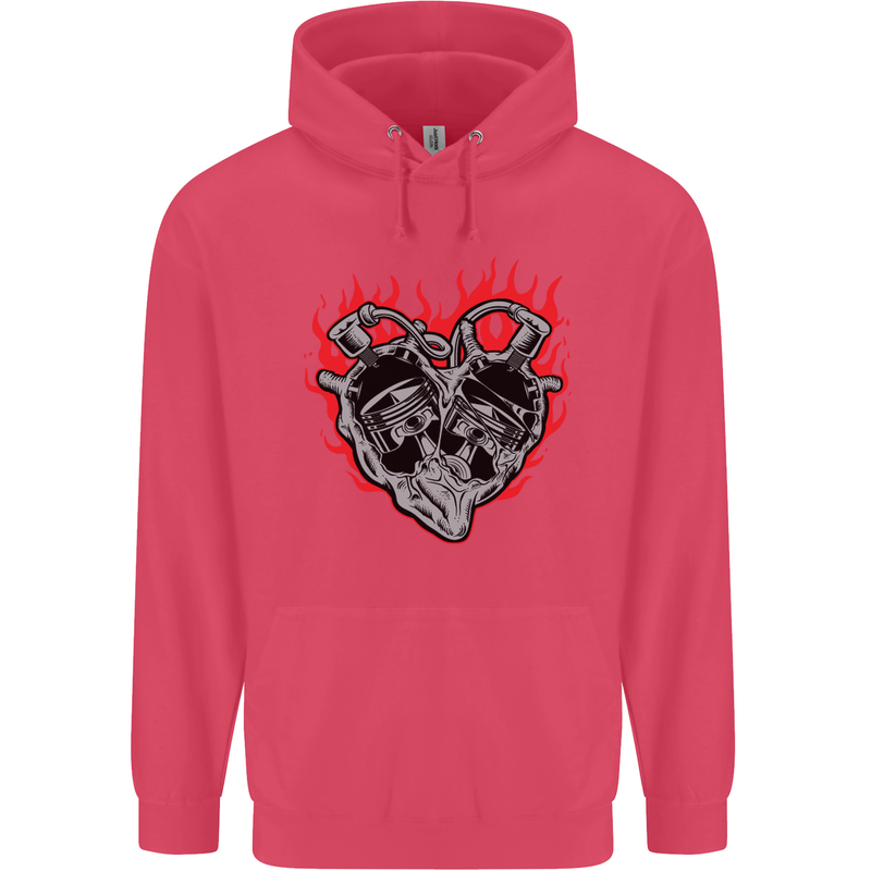 Biker Heart Motorbike Motorcycle Childrens Kids Hoodie Heliconia