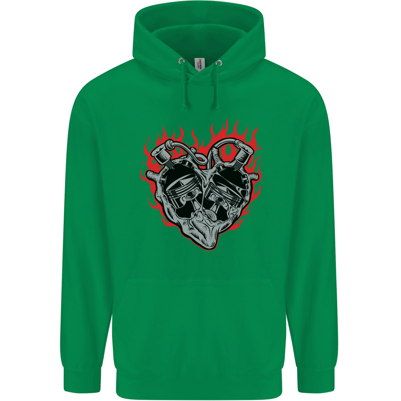 Biker Heart Motorbike Motorcycle Childrens Kids Hoodie Irish Green