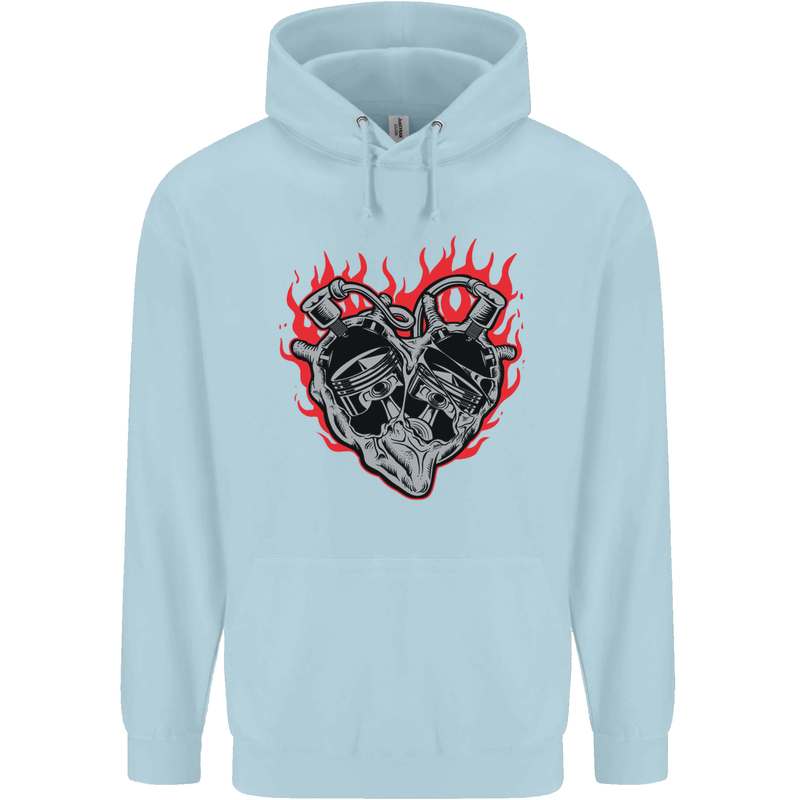 Biker Heart Motorbike Motorcycle Childrens Kids Hoodie Light Blue