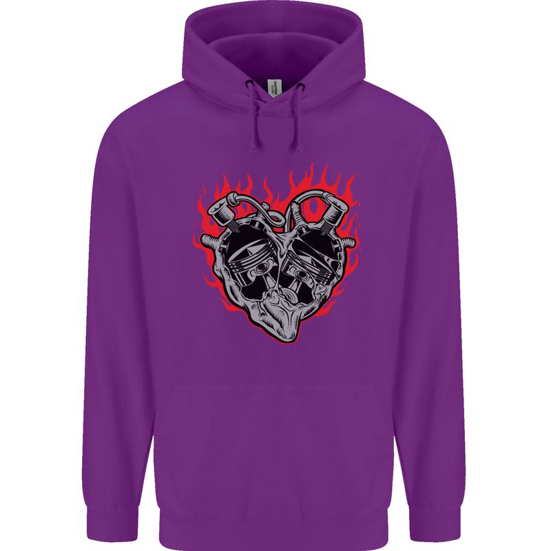 Biker Heart Motorbike Motorcycle Childrens Kids Hoodie Purple