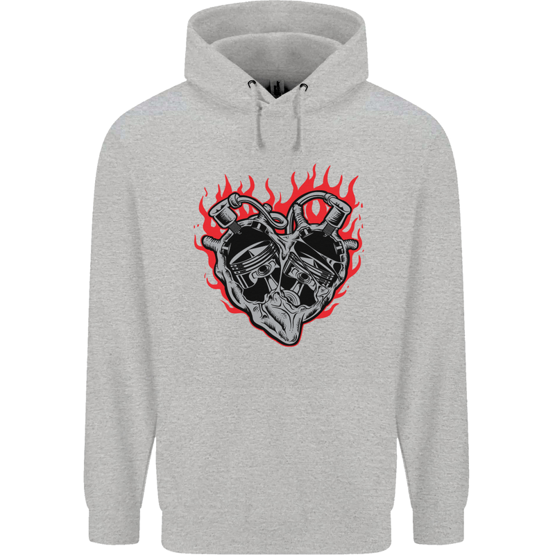Biker Heart Motorbike Motorcycle Childrens Kids Hoodie Sports Grey