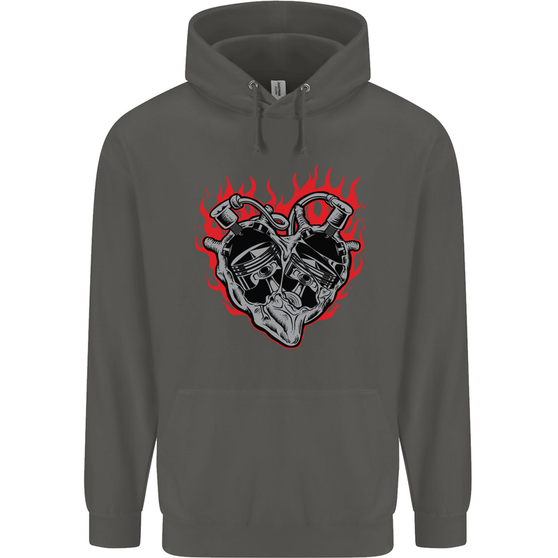 Biker Heart Motorbike Motorcycle Childrens Kids Hoodie Storm Grey