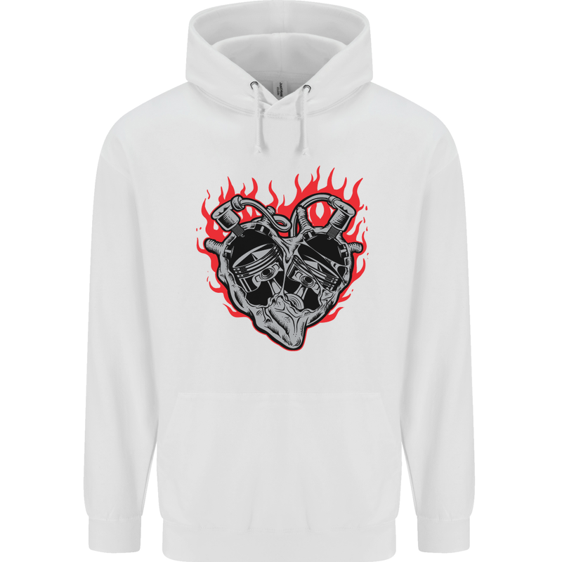 Biker Heart Motorbike Motorcycle Childrens Kids Hoodie White