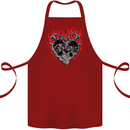 Biker Heart Motorbike Motorcycle Cotton Apron 100% Organic Maroon