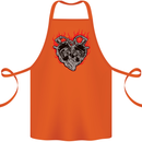 Biker Heart Motorbike Motorcycle Cotton Apron 100% Organic Orange