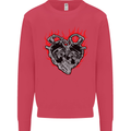 Biker Heart Motorbike Motorcycle Kids Sweatshirt Jumper Heliconia