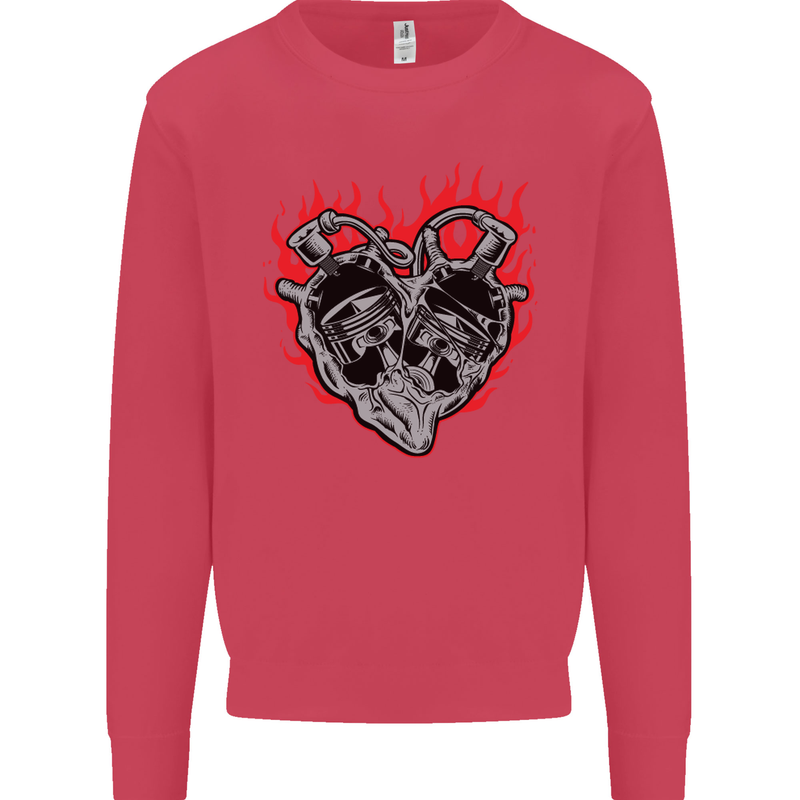 Biker Heart Motorbike Motorcycle Kids Sweatshirt Jumper Heliconia