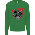 Biker Heart Motorbike Motorcycle Kids Sweatshirt Jumper Irish Green