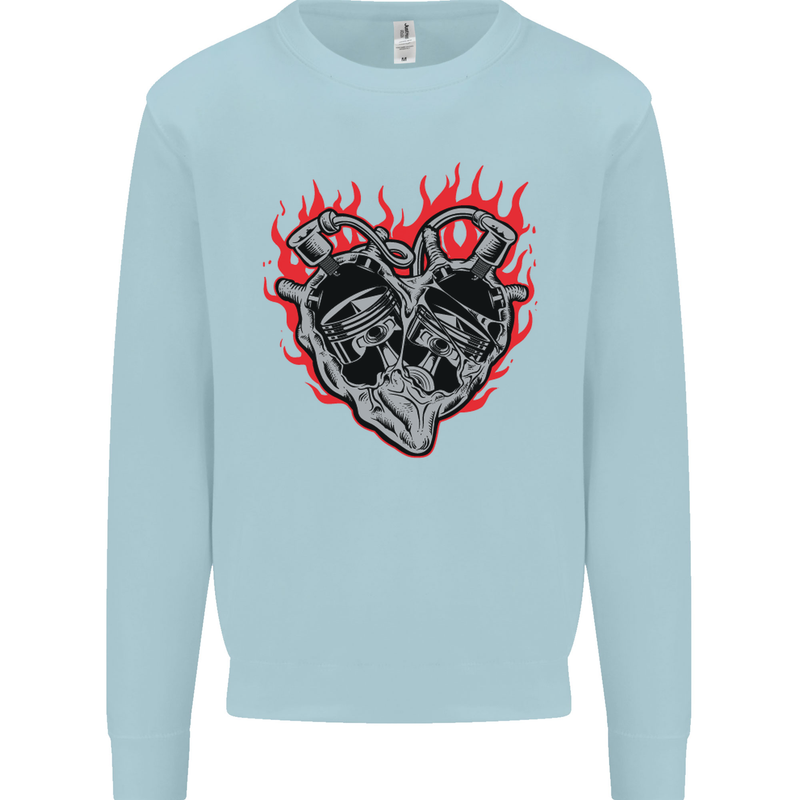 Biker Heart Motorbike Motorcycle Kids Sweatshirt Jumper Light Blue