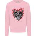 Biker Heart Motorbike Motorcycle Kids Sweatshirt Jumper Light Pink