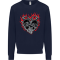 Biker Heart Motorbike Motorcycle Kids Sweatshirt Jumper Navy Blue