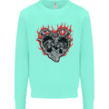 Biker Heart Motorbike Motorcycle Kids Sweatshirt Jumper Peppermint