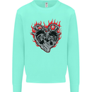 Biker Heart Motorbike Motorcycle Kids Sweatshirt Jumper Peppermint