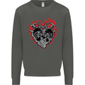 Biker Heart Motorbike Motorcycle Kids Sweatshirt Jumper Storm Grey