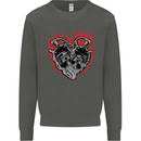 Biker Heart Motorbike Motorcycle Kids Sweatshirt Jumper Storm Grey
