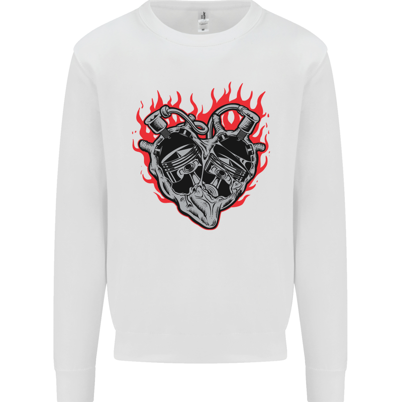 Biker Heart Motorbike Motorcycle Kids Sweatshirt Jumper White