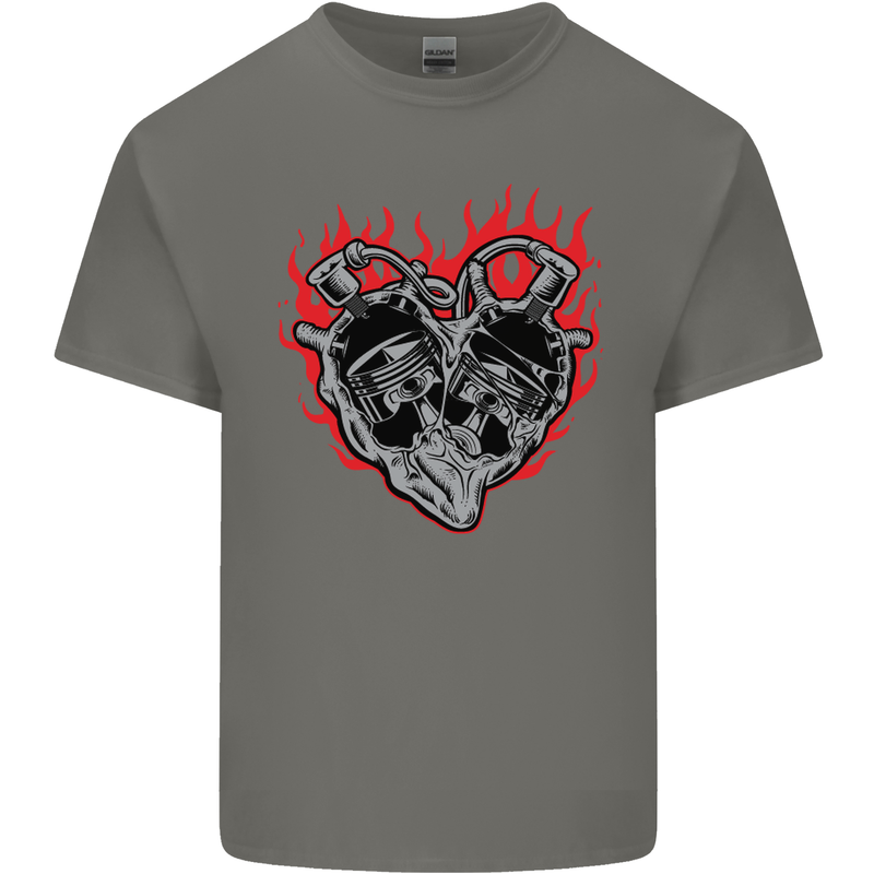 Biker Heart Motorbike Motorcycle Kids T-Shirt Childrens Charcoal