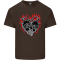 Biker Heart Motorbike Motorcycle Kids T-Shirt Childrens Chocolate