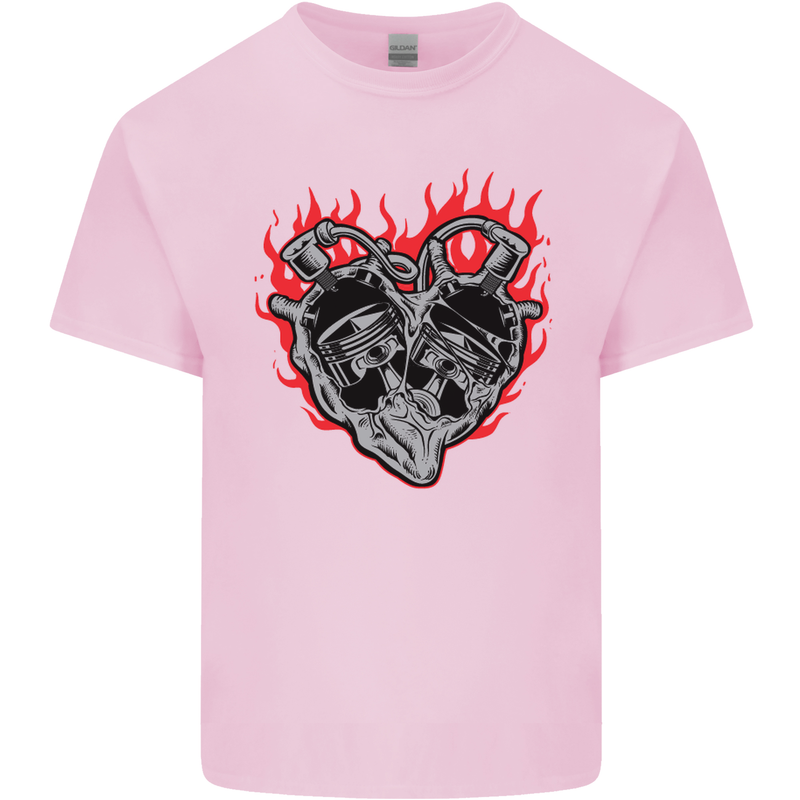 Biker Heart Motorbike Motorcycle Kids T-Shirt Childrens Light Pink