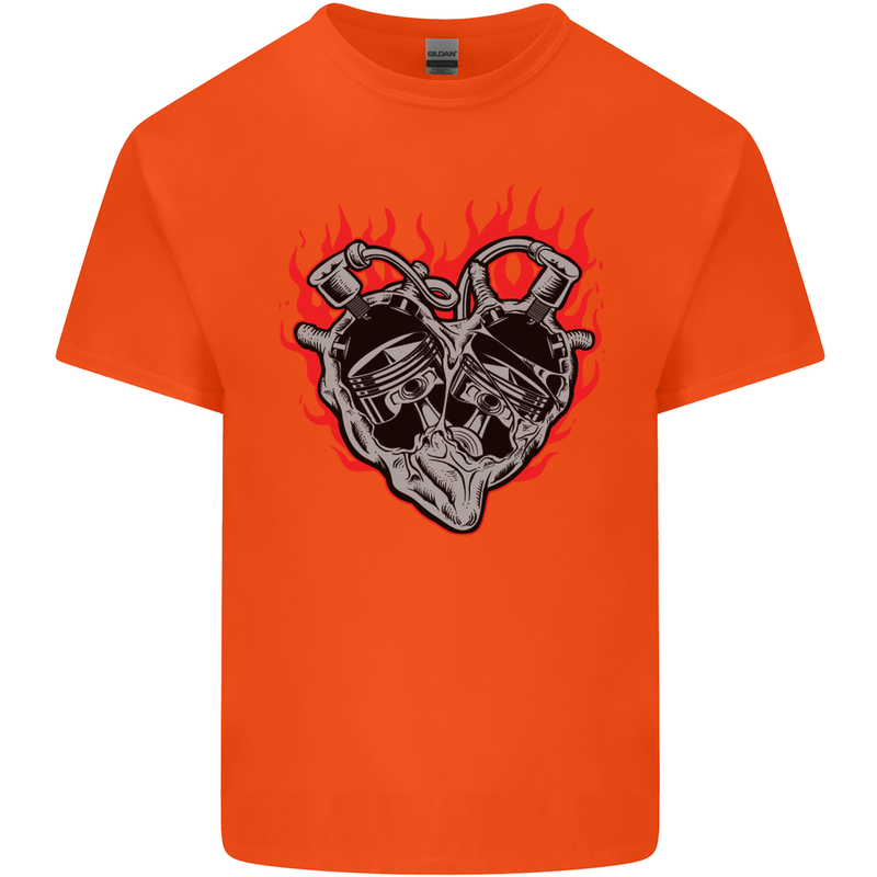 Biker Heart Motorbike Motorcycle Kids T-Shirt Childrens Orange