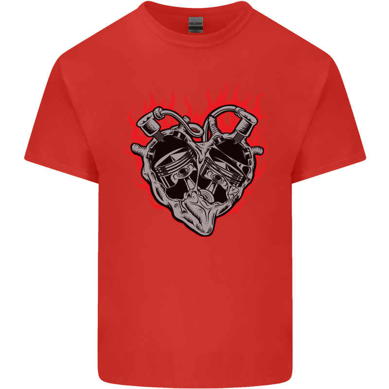 Biker Heart Motorbike Motorcycle Kids T-Shirt Childrens Red