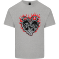 Biker Heart Motorbike Motorcycle Kids T-Shirt Childrens Sports Grey
