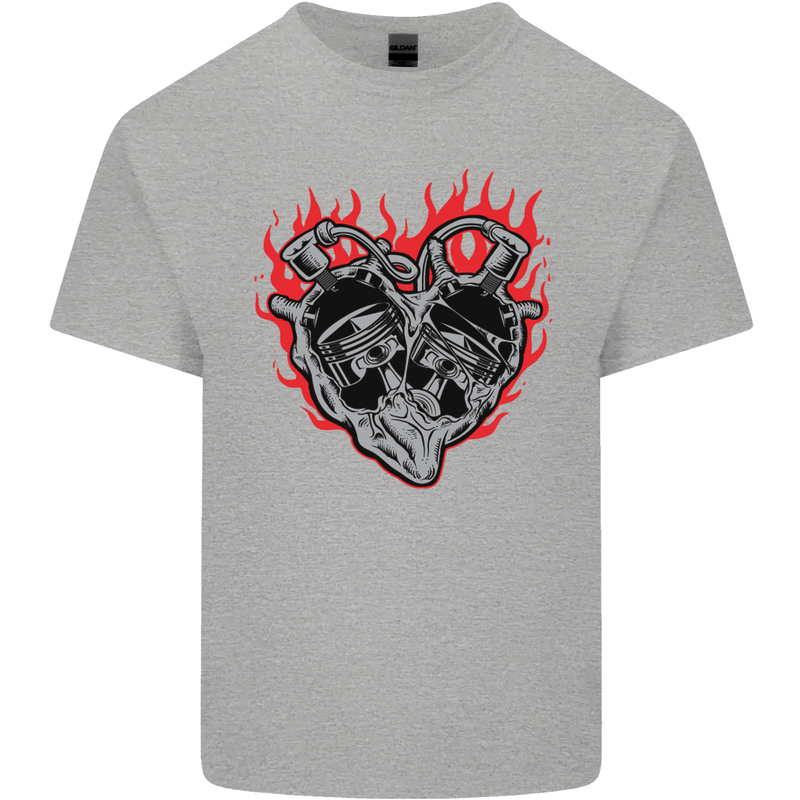 Biker Heart Motorbike Motorcycle Kids T-Shirt Childrens Sports Grey