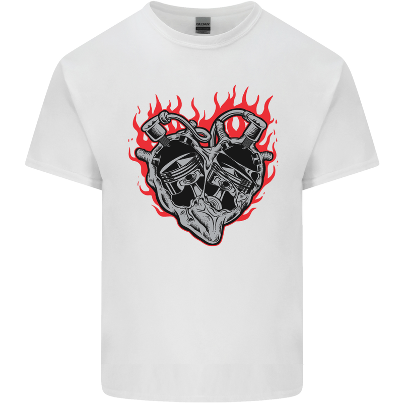 Biker Heart Motorbike Motorcycle Kids T-Shirt Childrens White