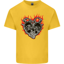 Biker Heart Motorbike Motorcycle Kids T-Shirt Childrens Yellow