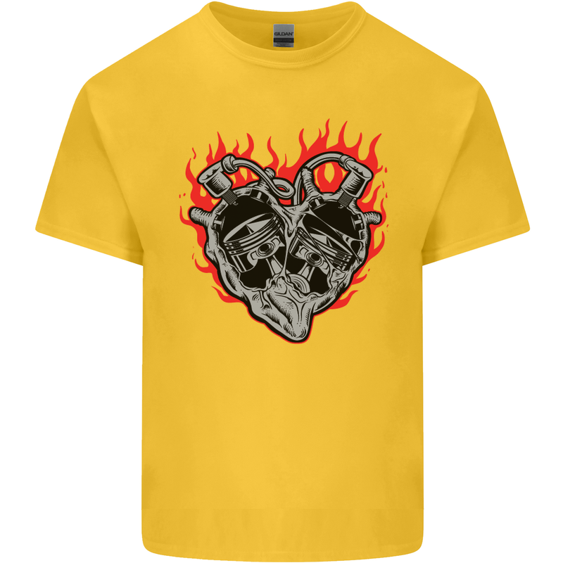 Biker Heart Motorbike Motorcycle Kids T-Shirt Childrens Yellow