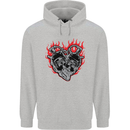Biker Heart Motorbike Motorcycle Mens 80% Cotton Hoodie Sports Grey