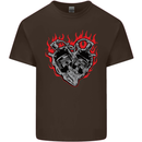 Biker Heart Motorbike Motorcycle Mens Cotton T-Shirt Tee Top Dark Chocolate