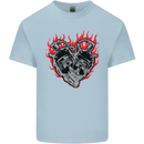 Biker Heart Motorbike Motorcycle Mens Cotton T-Shirt Tee Top Light Blue