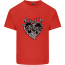 Biker Heart Motorbike Motorcycle Mens Cotton T-Shirt Tee Top Red