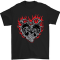 Biker Heart Motorbike Motorcycle Mens T-Shirt Cotton Gildan Black